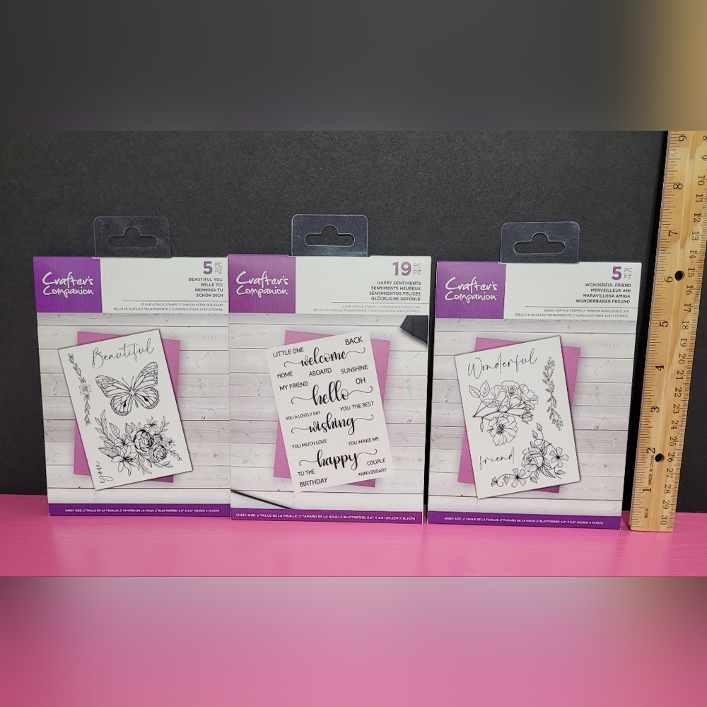 Crafter's Companion Stamp Sets. Set Of 3 (9)